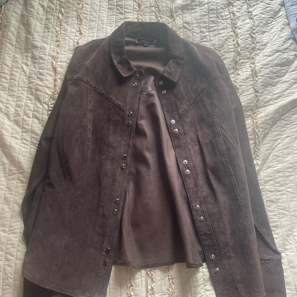 Roper leather pearl snap